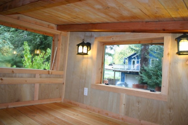 Deck on the Hunter Green Cabin by Molecule Tiny Homes