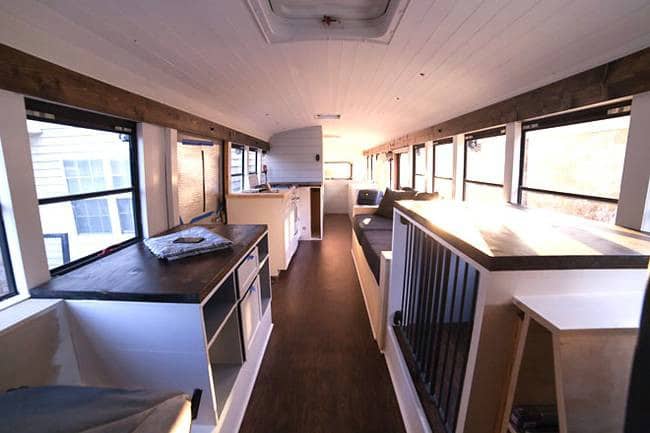 Techy Couple Convert School Bus into Modern Tiny House and Escape the 9-5