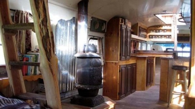 Woodworker’s Son Remodels Old Green Bus into One-of-a-Kind Tiny House