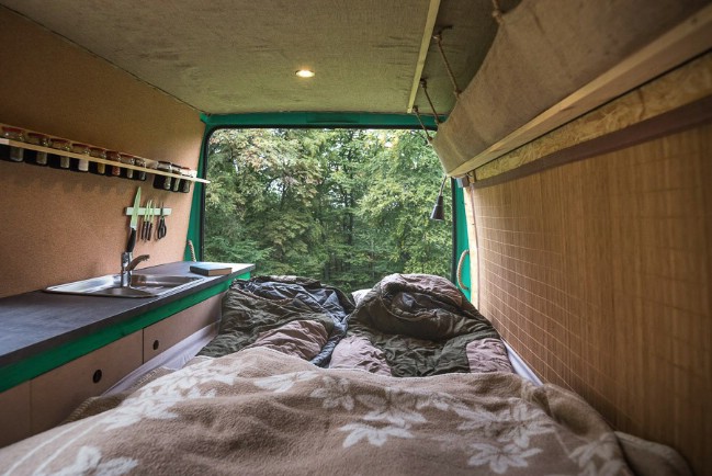 Traveling Photographer Converts Cargo Van into Tiny House