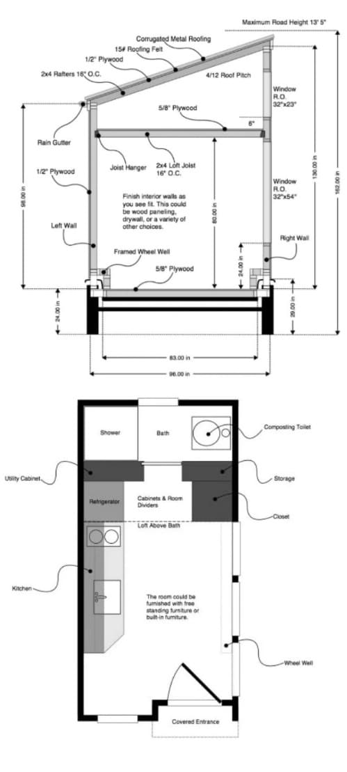 Tiny Houses With Free Or Low Cost Plans, Basic Tiny House Plans