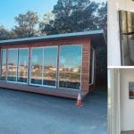 Converted container home collage
