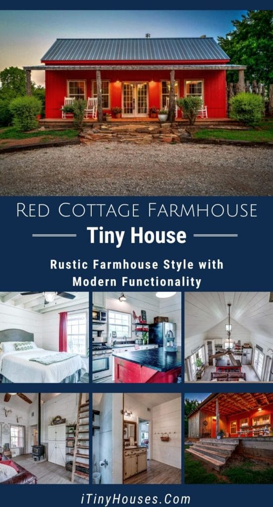 Red cottage farmhouse collage