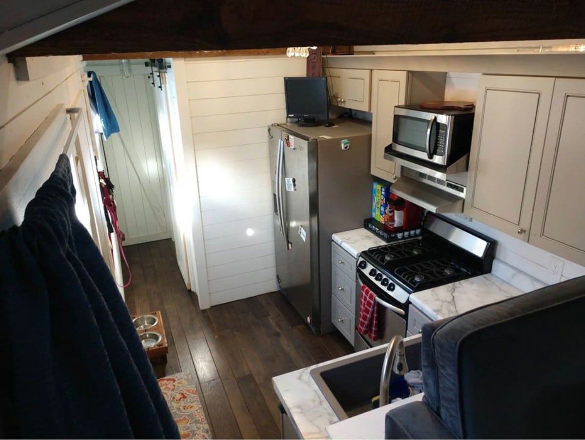 Tiny house kitchen overhead view