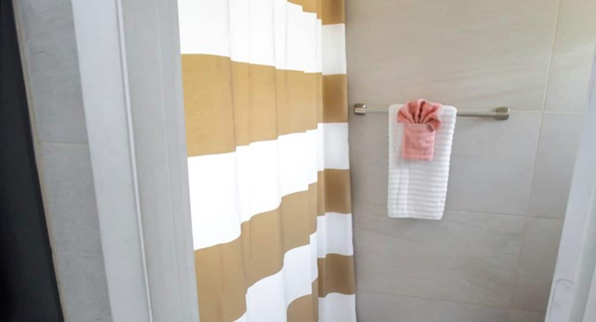 Bathroom striped shower curtain