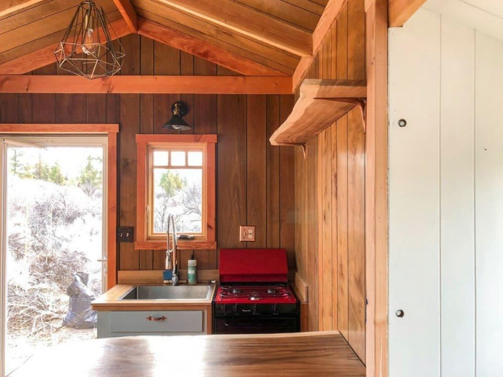 View of tiny house kitchen