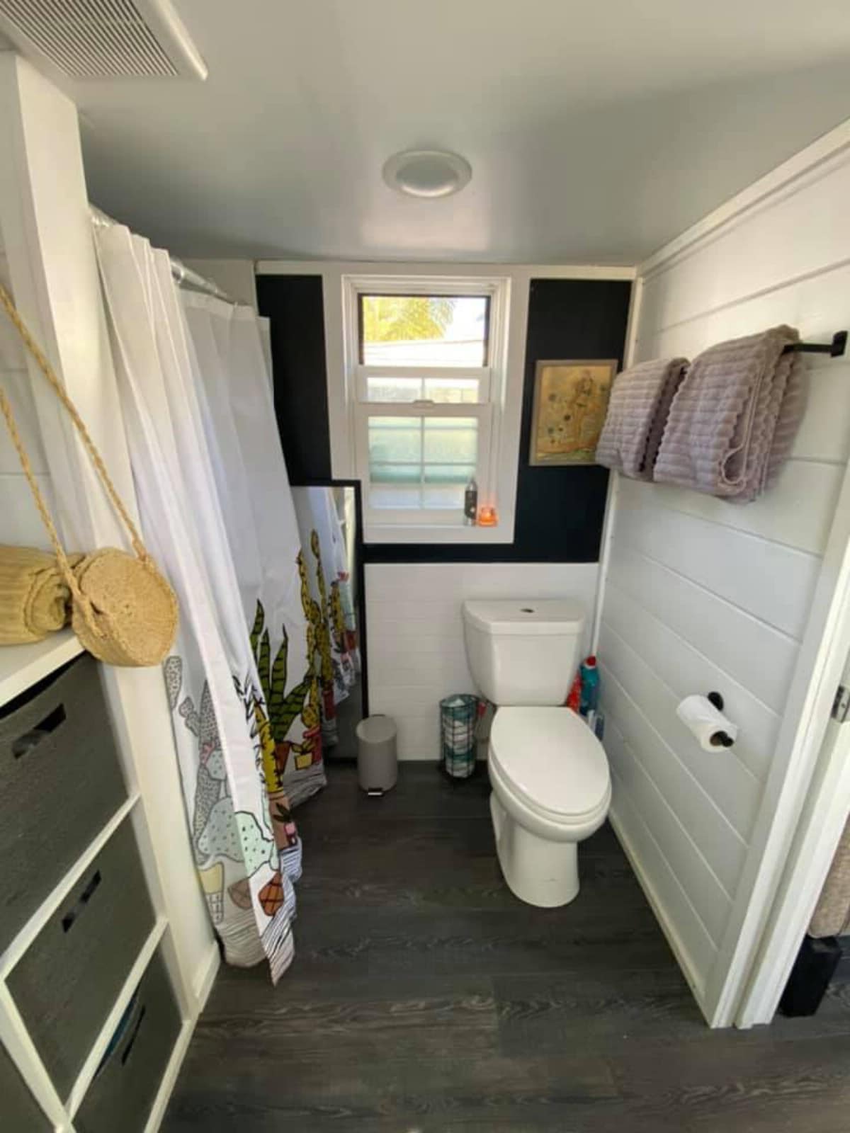 Tiny house bathroom with white walls