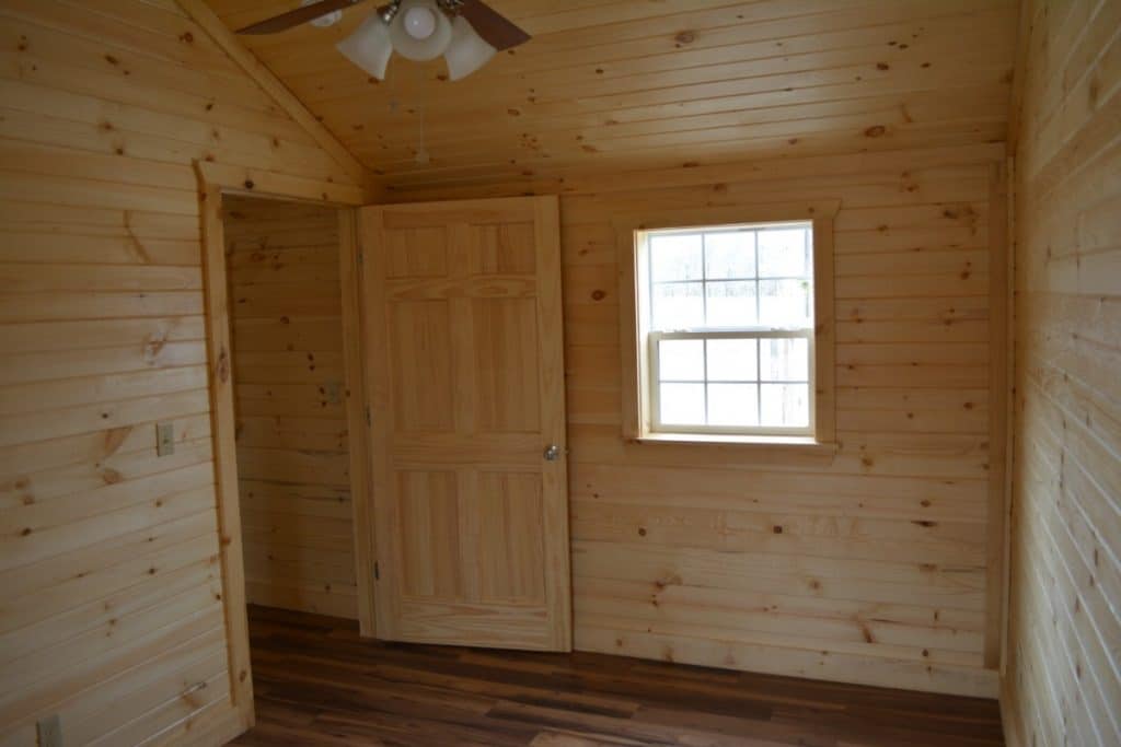 Door and window to bedroom in tiny house