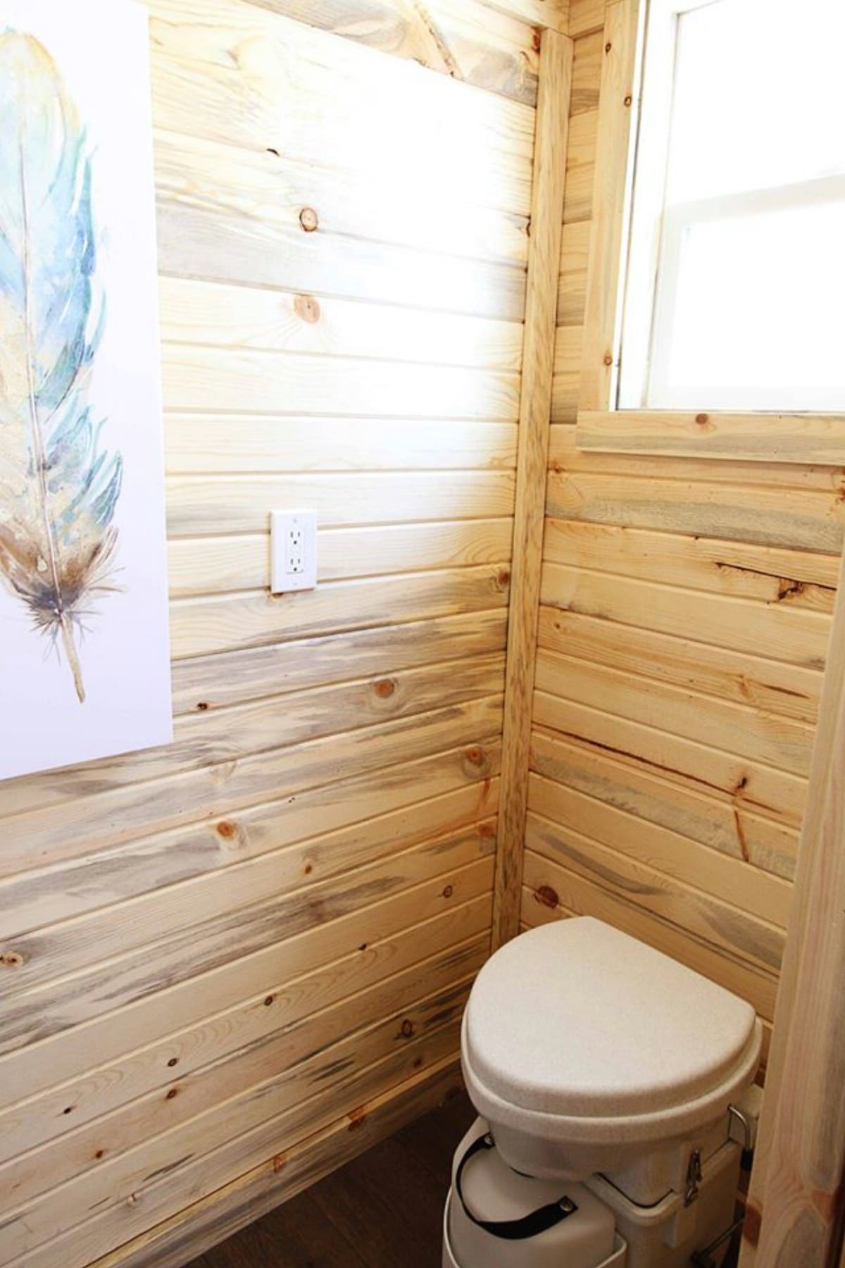 Wood lined bathroom