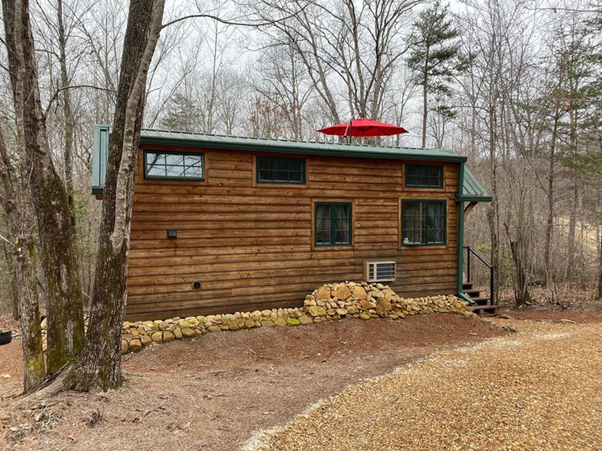 Back of log cabin