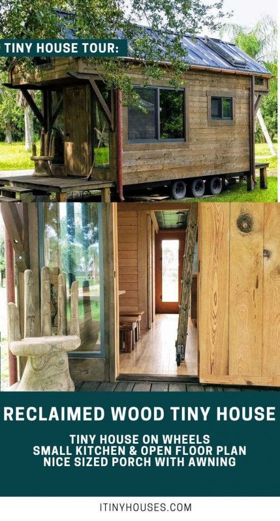 Reclaimed wood tiny house collage