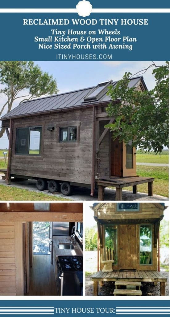Reclaimed wood tiny house collage