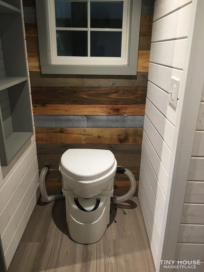 Compost toilet in bathroom