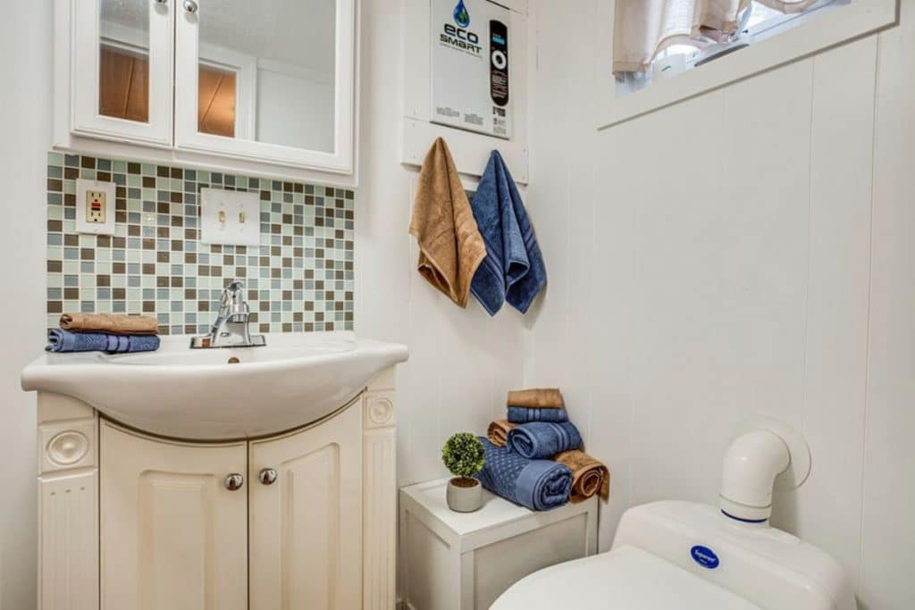 Sink and toilet in tiny house