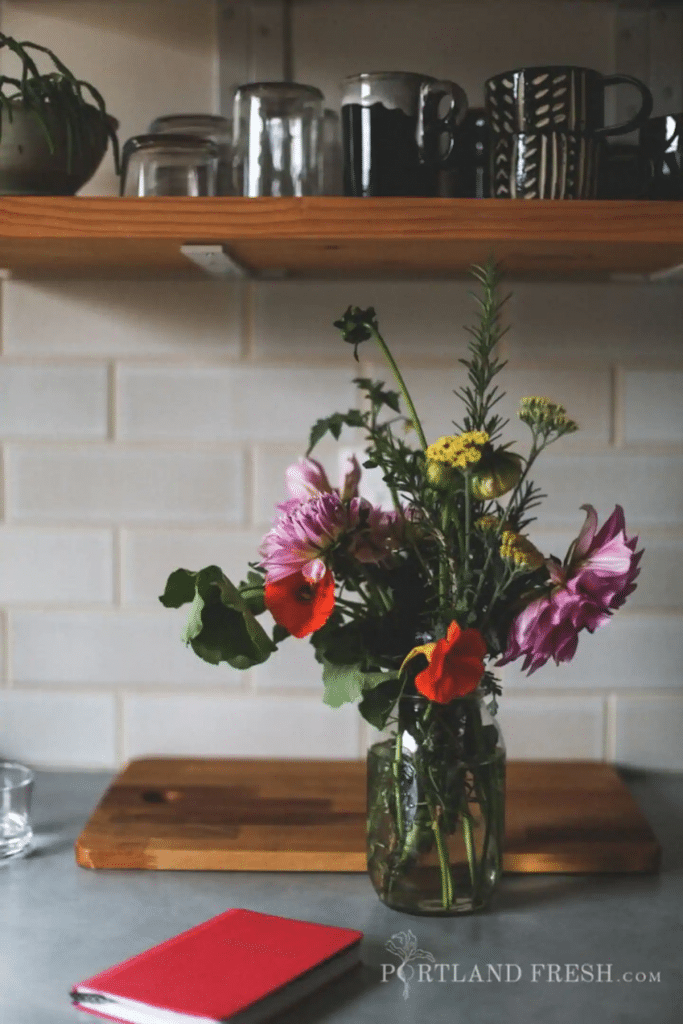 Flowers on counter