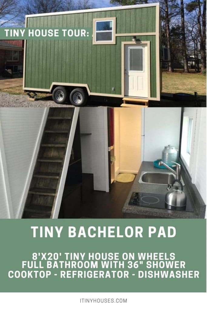 Green bachelor pad tiny house collage