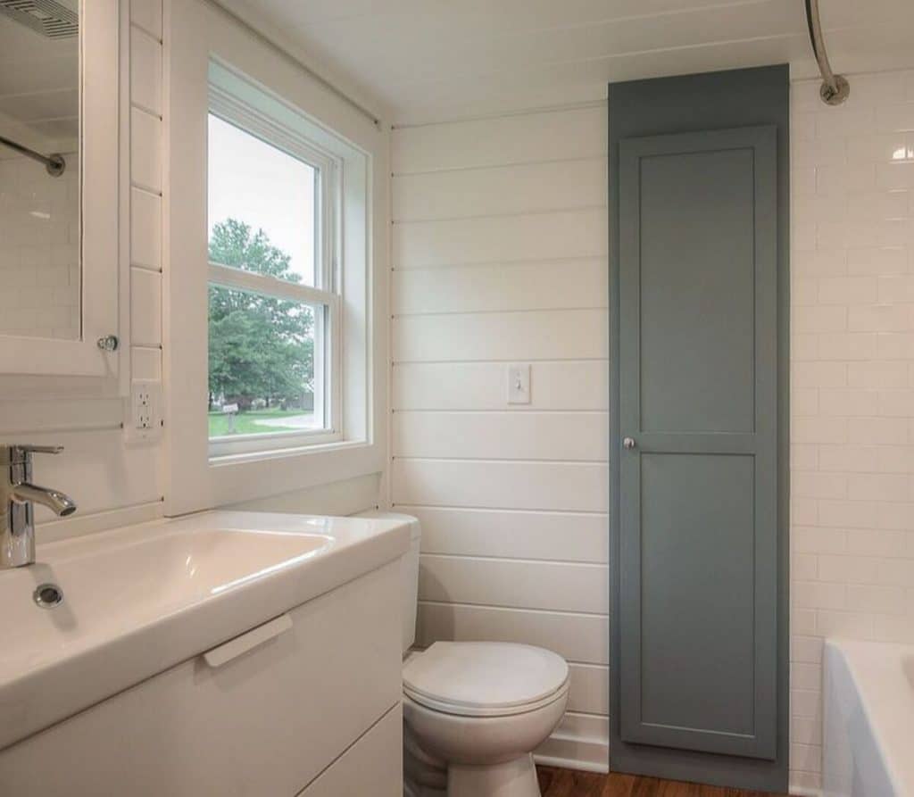 Bathroom with white vanity