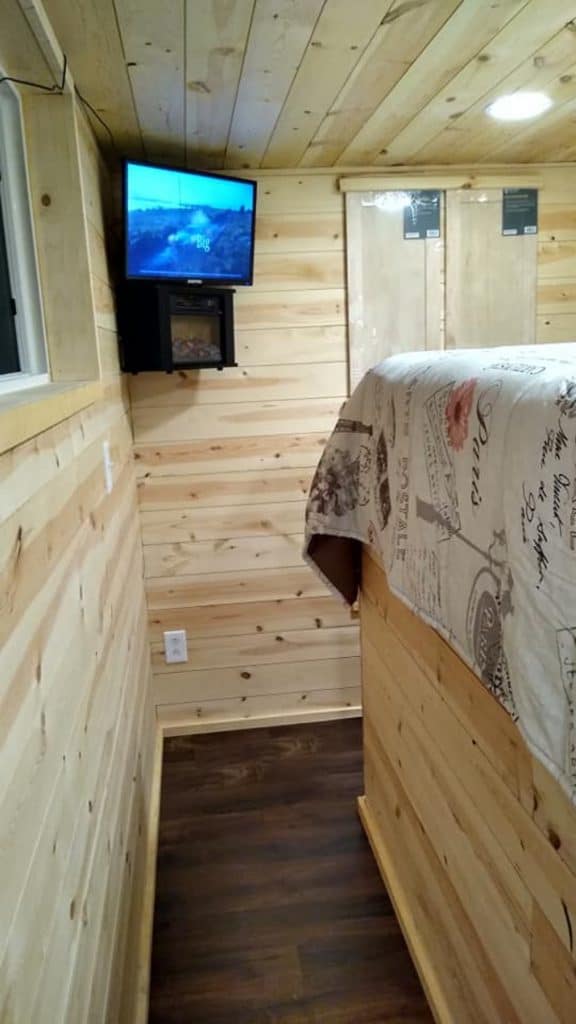 Bed platform in tiny home