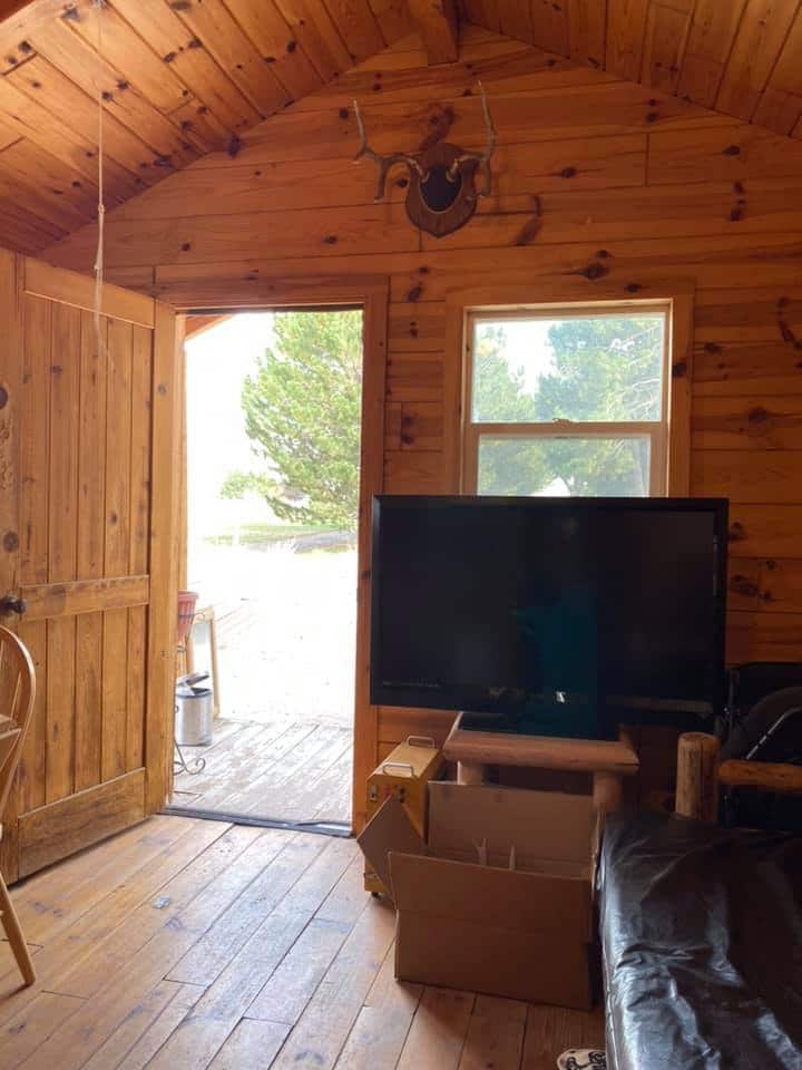 Log cabin front door