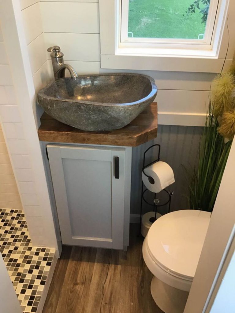 Bathroom vanity with stone sink