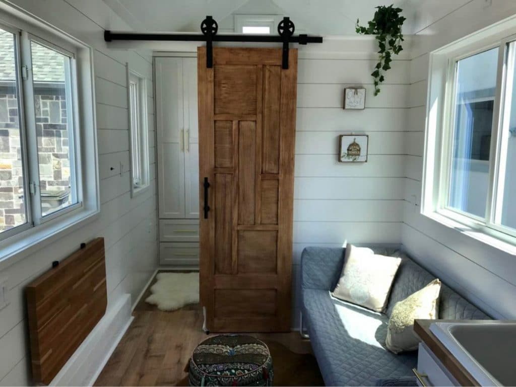 Barn door in tiny house