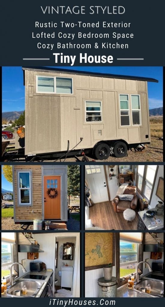 Vintage tiny house on wheels collage