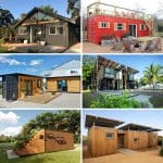 Collage photo featuring various container tiny houses form the post.