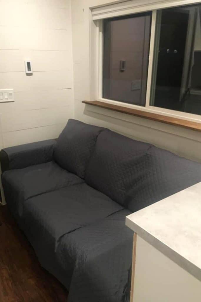 Sofa bed in tiny house