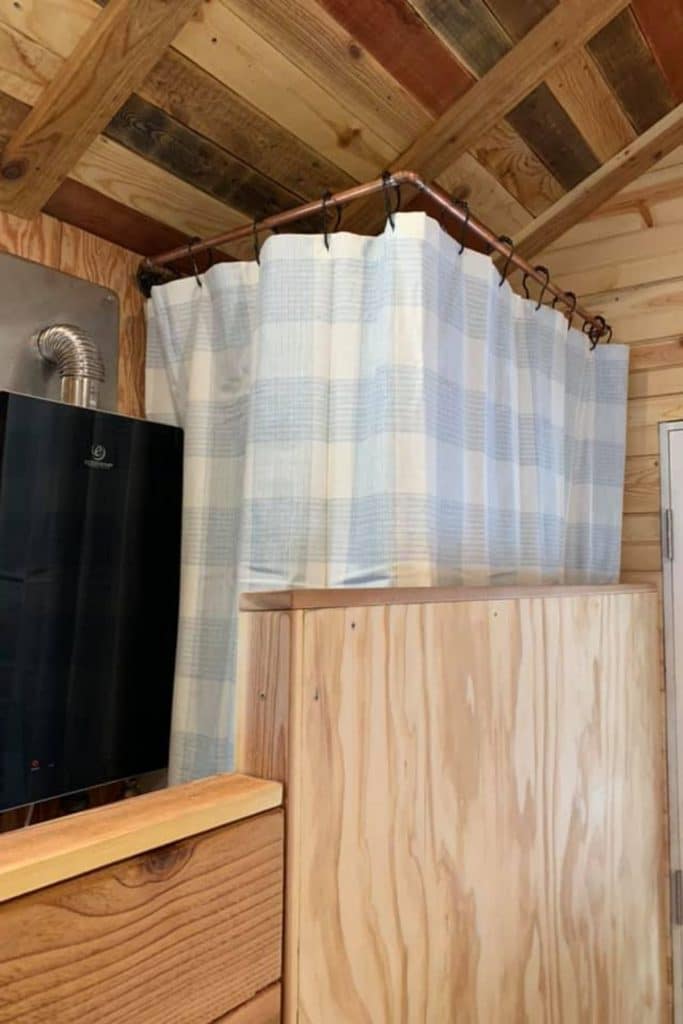 Shower stall in tiny house