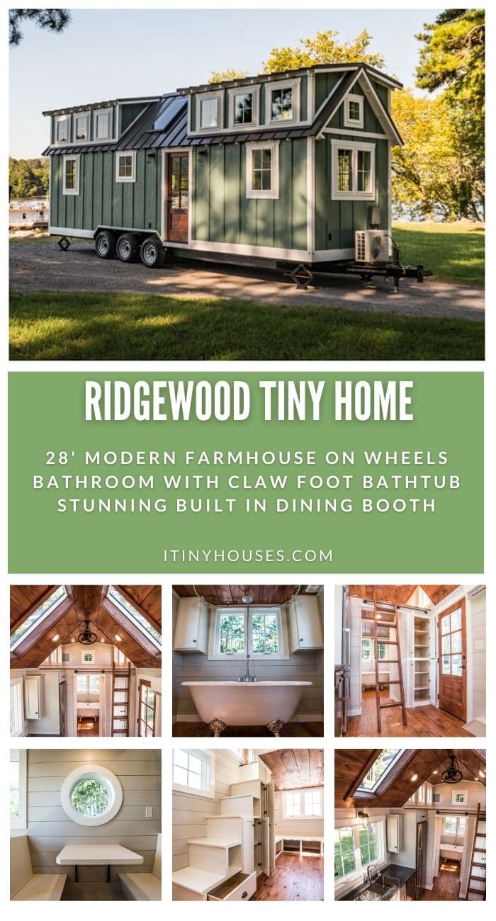 The 28' Ridgewood Tiny Home Includes a Stunning Clawfoot Bathtub