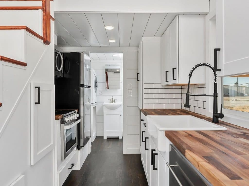 Tiny house kitchen with tile