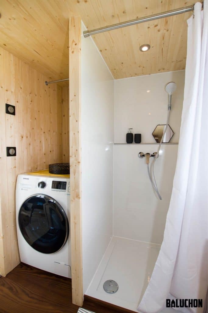 Laundry and shower in tiny house