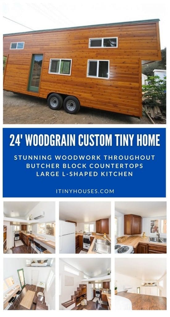 Custom wood tiny home collage