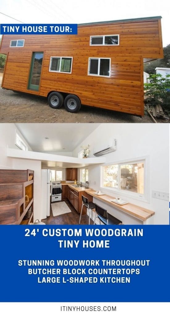 Custom wood tiny home collage