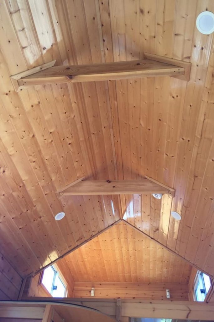 Wood ceiling in tiny house