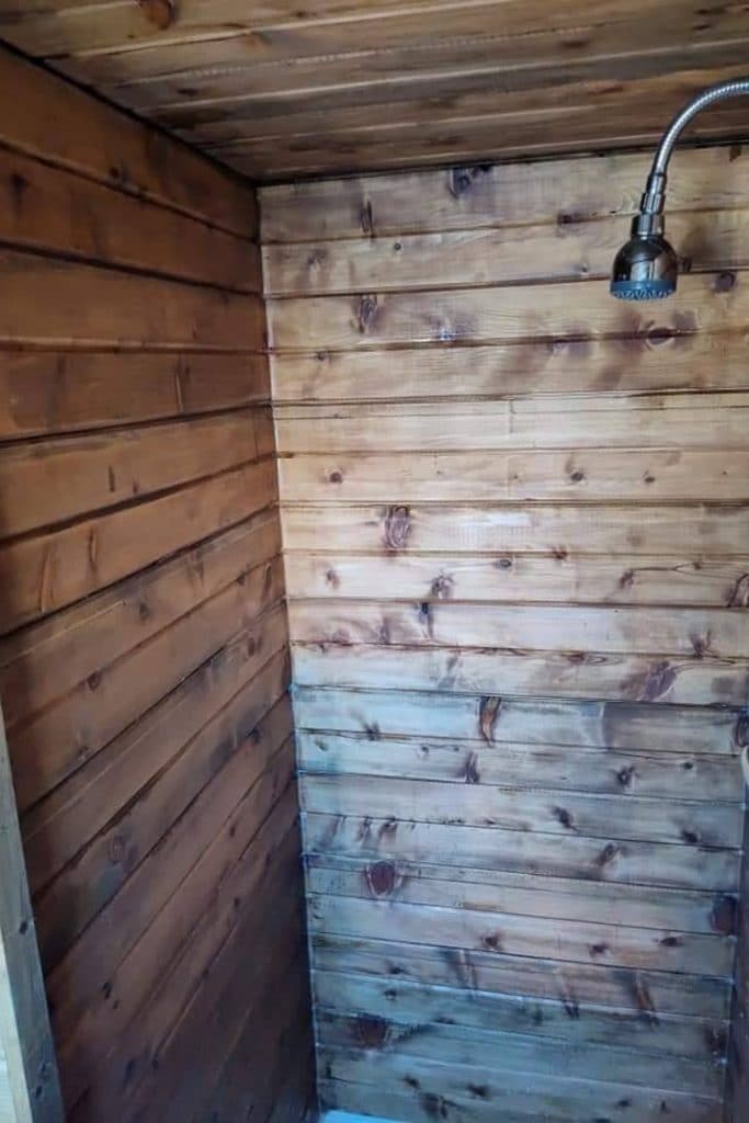 Wood lined shower