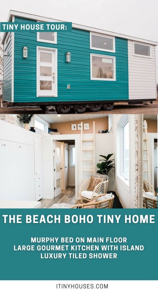 Teal tiny house beachy boho collage image