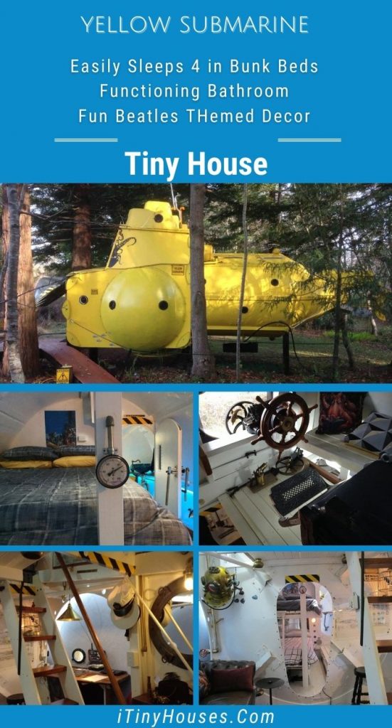 Yellow submarine tiny house collage image