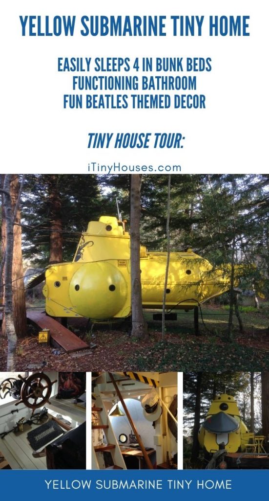 Yellow submarine tiny house collage image