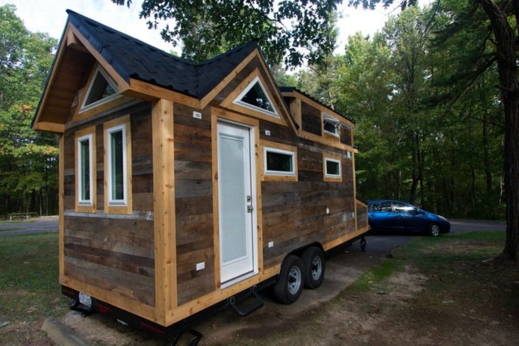 Reclaimed wood tiny house on wheels