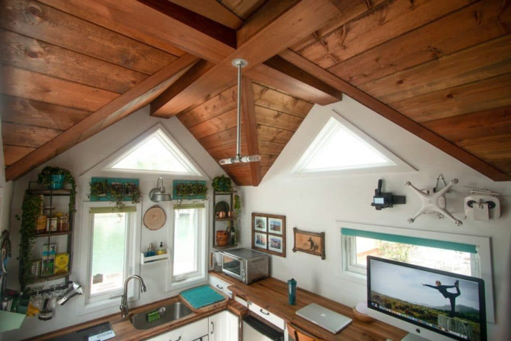 Tiny house kitchen space overhead image