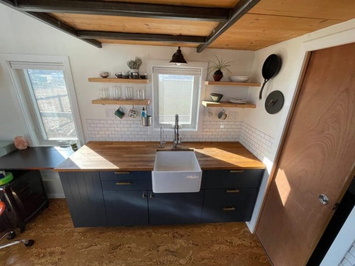 24' Hand Crafted Farmhouse on Wheels is Full of Industrial Style