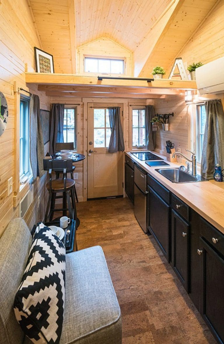 The Atticus Tiny Cabin Includes Rustic Style with Modern Conveniences