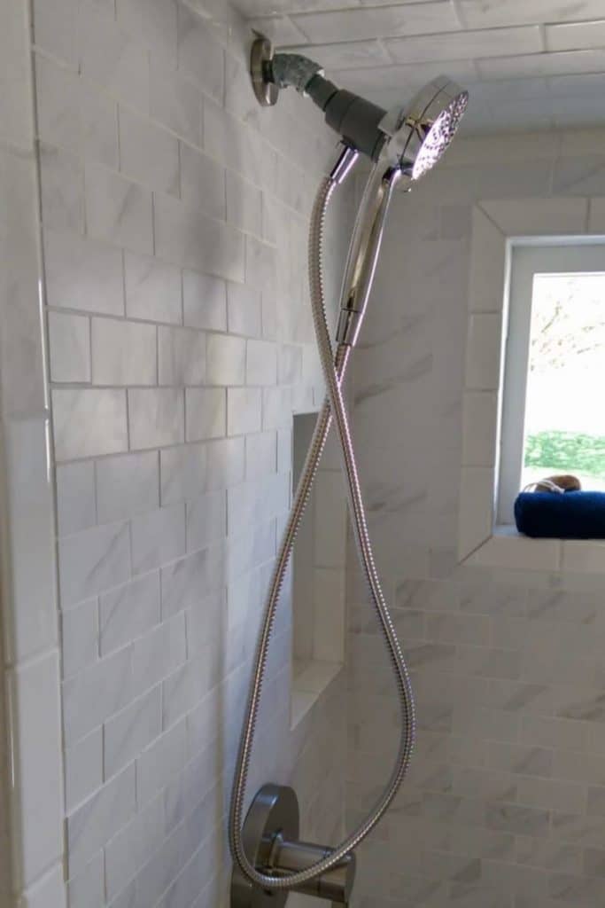 White tiled shower