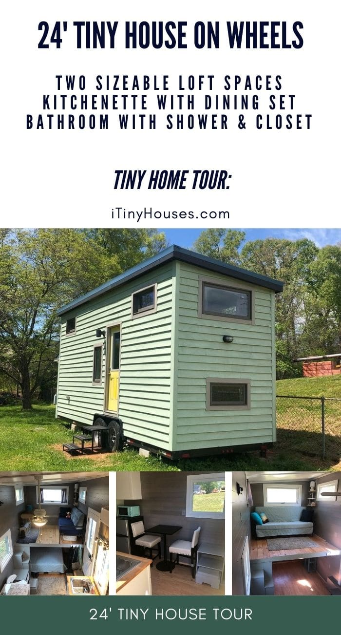 24' Soft Green Tiny Home on Wheels is a Modern Delight - Tiny Houses