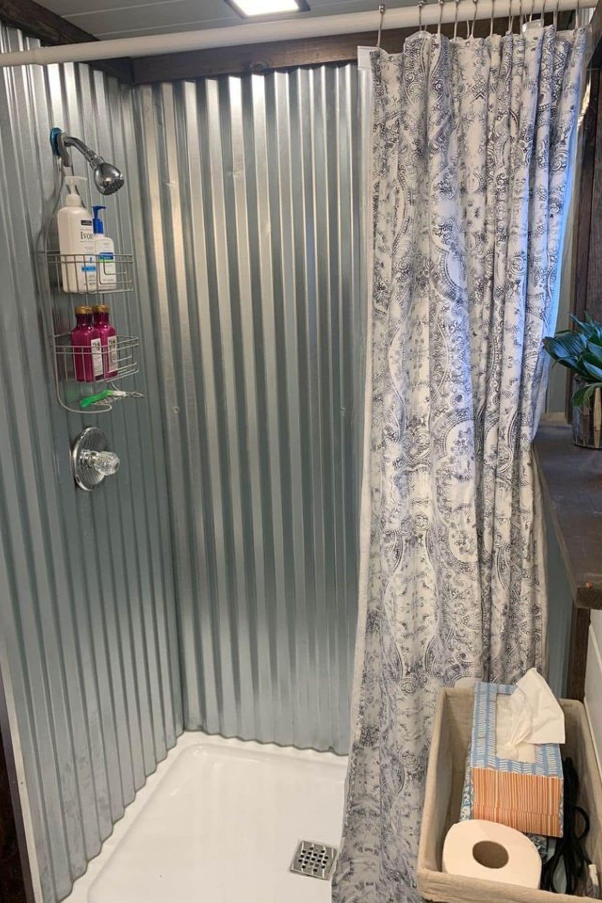 Corrugated metal shower