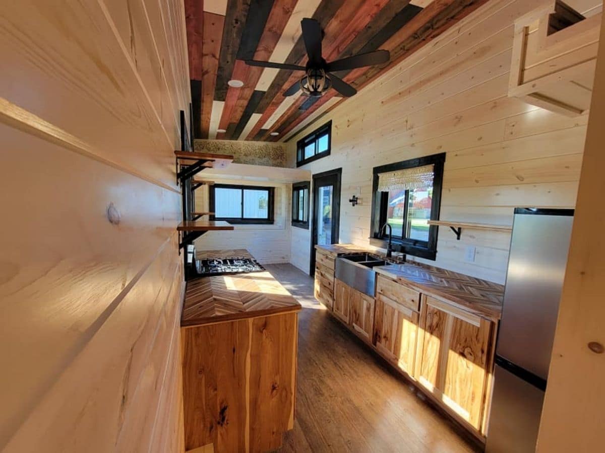 view from hall into kitchen of tiny home