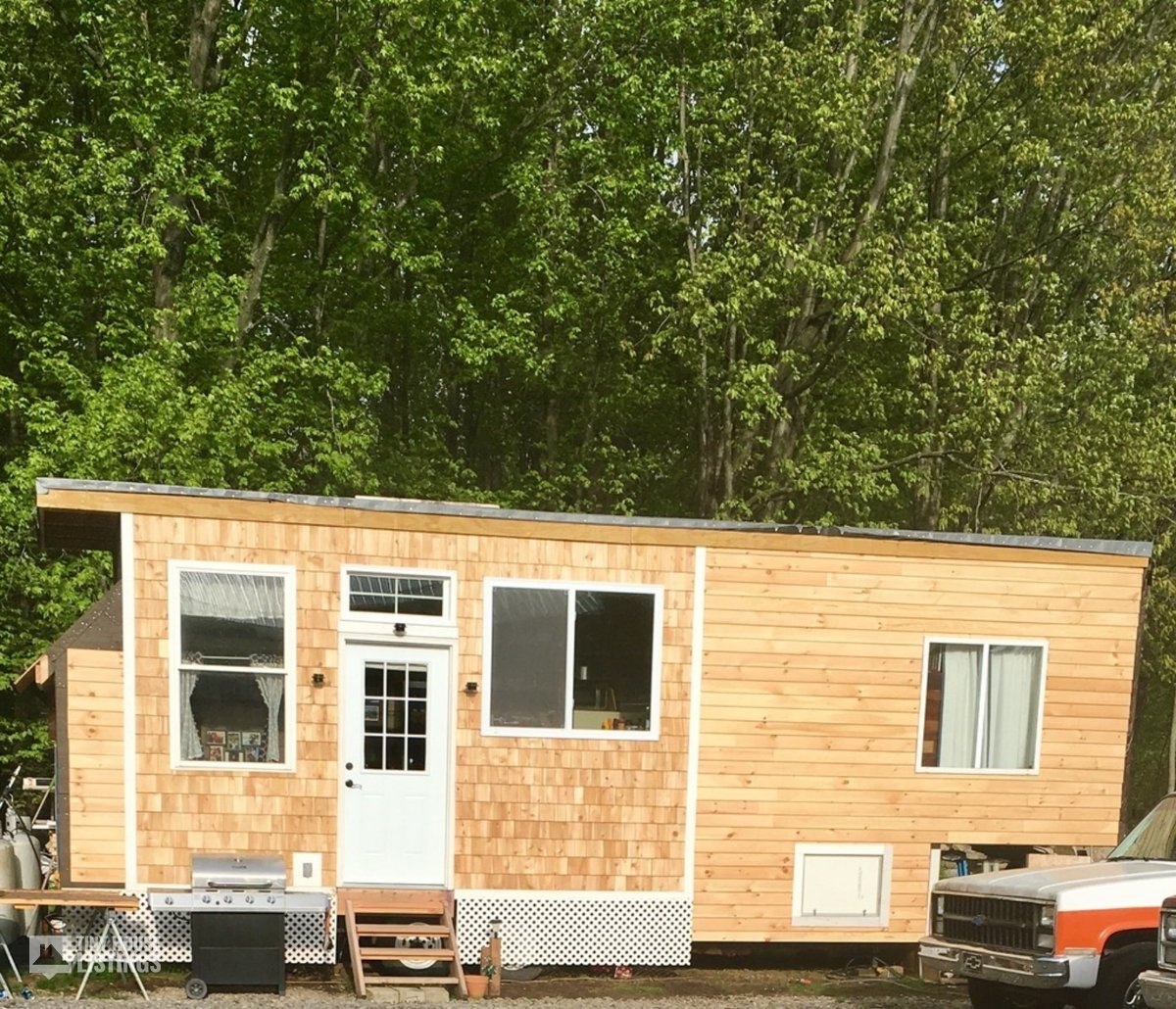 Fifth Wheel Tiny House With Wood Finish Exterior