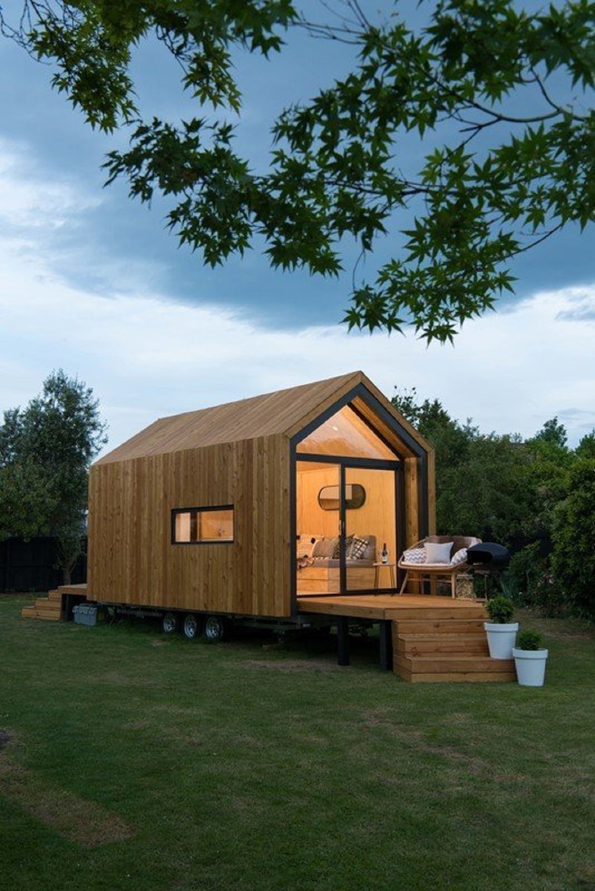 Wood colored tiny house
