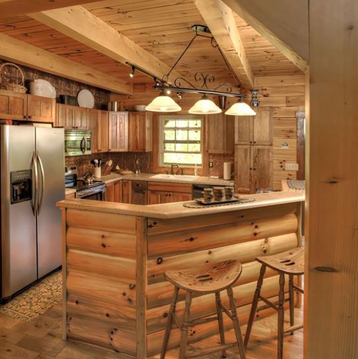 Rustic Log Cut Kitchens